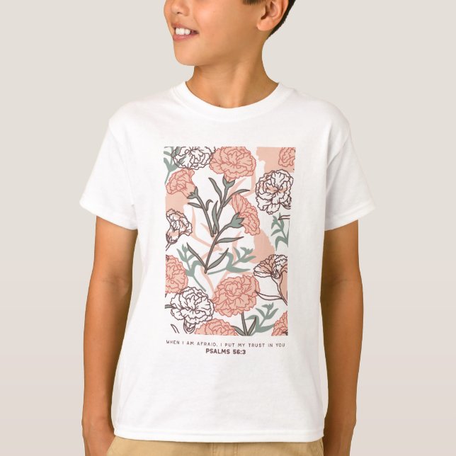Nature Inspired Floral: Carnation Flower Pattern T-Shirt (Front)