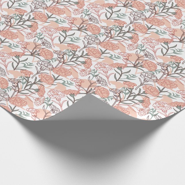 Nature Inspired Floral: Carnation Flower Pattern Wrapping Paper (Corner)