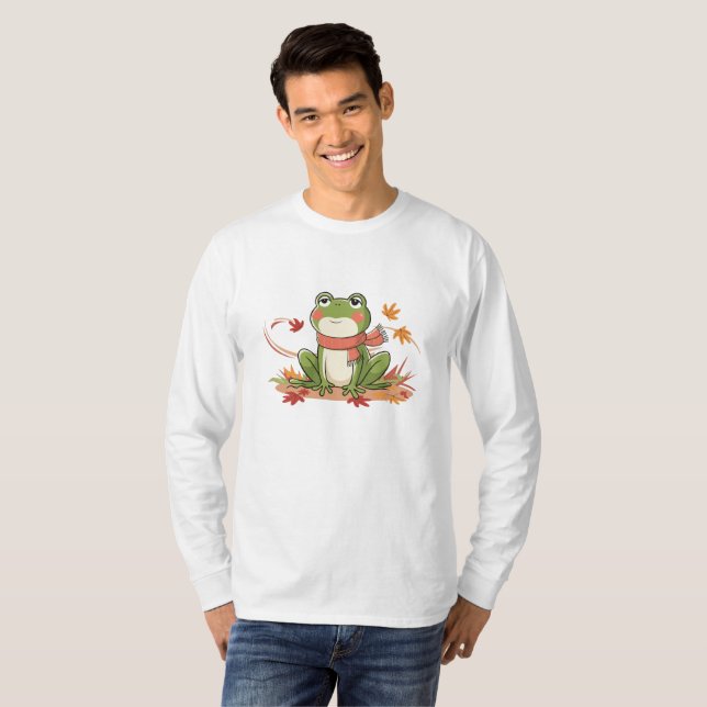 Nature-Inspired Frog Art – Red Scarf Frog T-Shirt (Front Full)
