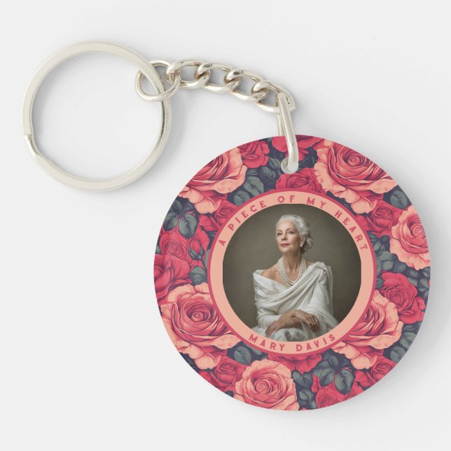 Nature-inspired Gifts For Dad Custom Photo Rose Keychain (Front)