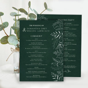 Nature Inspired Greenery Wedding Program Card