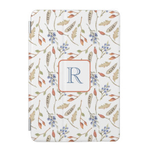 Nature Inspired Leaves and Berries Art Monogram iPad Mini Cover