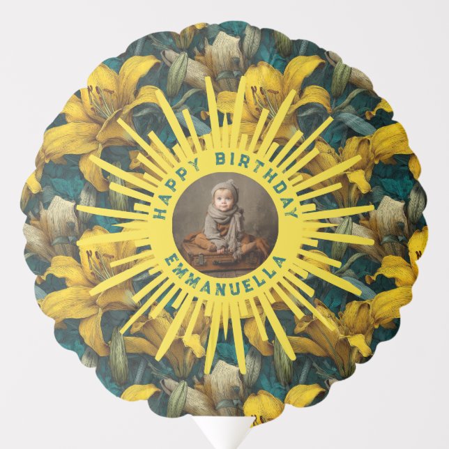 Nature Inspired Lilies Sparkle 15Th Birthday Party Balloon (Front)