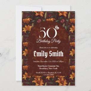 Nature Inspired Lilies Sparkle 90Th Birthday Invitation