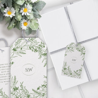Nature Inspired Minimalist Monogram Gift Tags