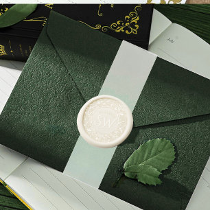 Nature Inspired Monogram Leafy Wreath Wax Seal Sticker