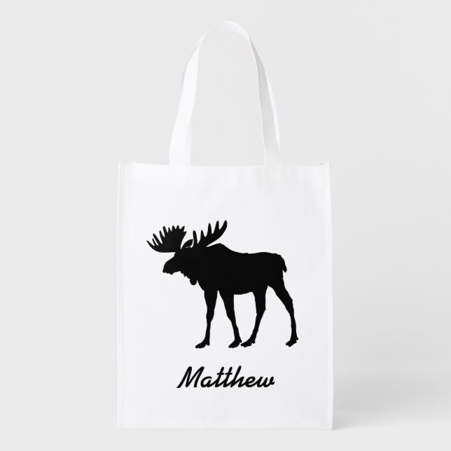 Nature Inspired Moose Grocery Bag (Front)