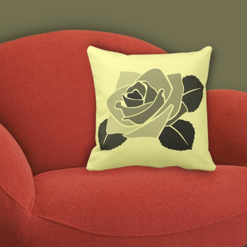 Nature_inspired Pastel Yellow Floral Rose Blossom  Throw Pillow