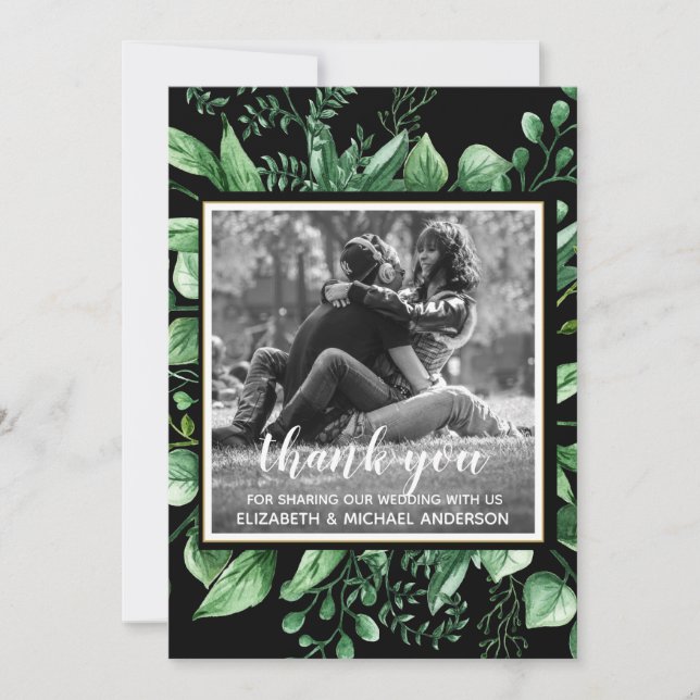 Nature Inspired Photo Thank You Botanical Leaves (Front)