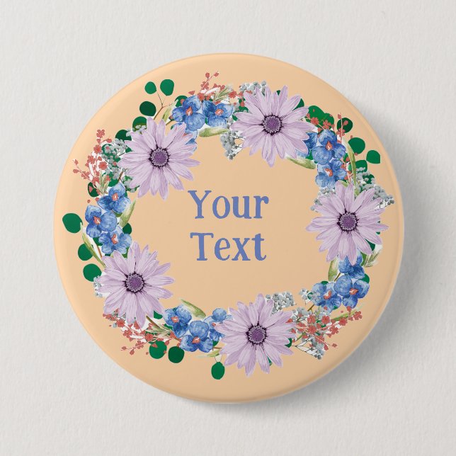 Nature-Inspired Purple Floral Lapel Brooch Button (Front)