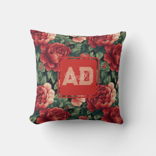 Nature Inspired Rose Floral Happy Birthday Throw Pillow