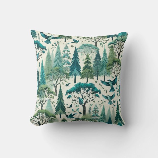 Nature-Inspired Seamless Design Throw Pillow (Front)