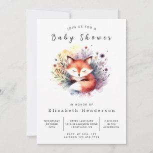 Nature Inspired Theme Fox Baby Shower Invitation