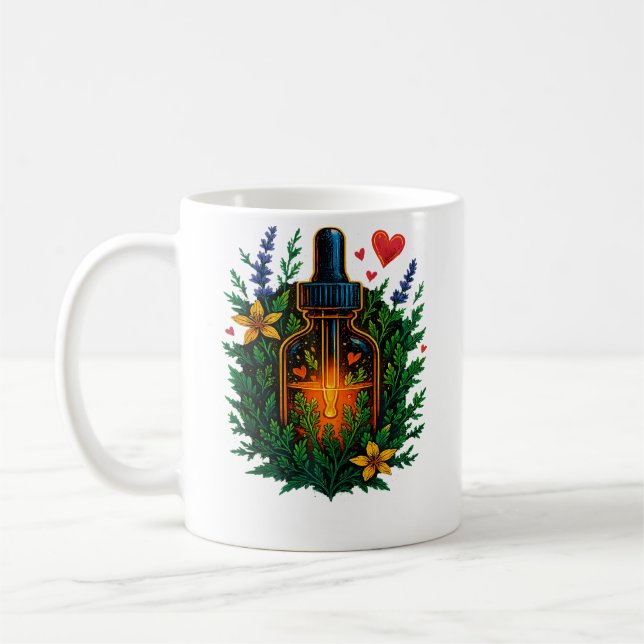 Nature-Inspired Tincture Elixir Bottle With Herbal Coffee Mug (Left)