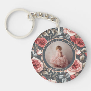 Nature-inspired wedding memory gift Custom rose Keychain