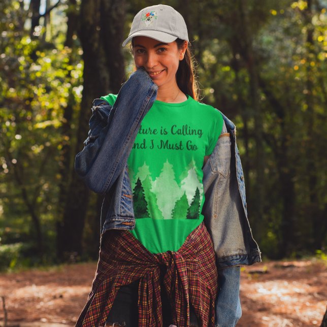 Nature Is Calling And I Must Go Fir Trees Graphic T-Shirt (Creator Uploaded)