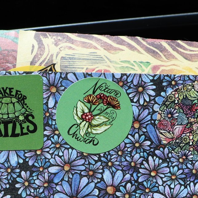 Nature is my church Pagan Green Witch Druid Art    Classic Round Sticker (Creator Uploaded)