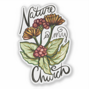 Nature is my church Pagan Green Witch Druid Art Sticker