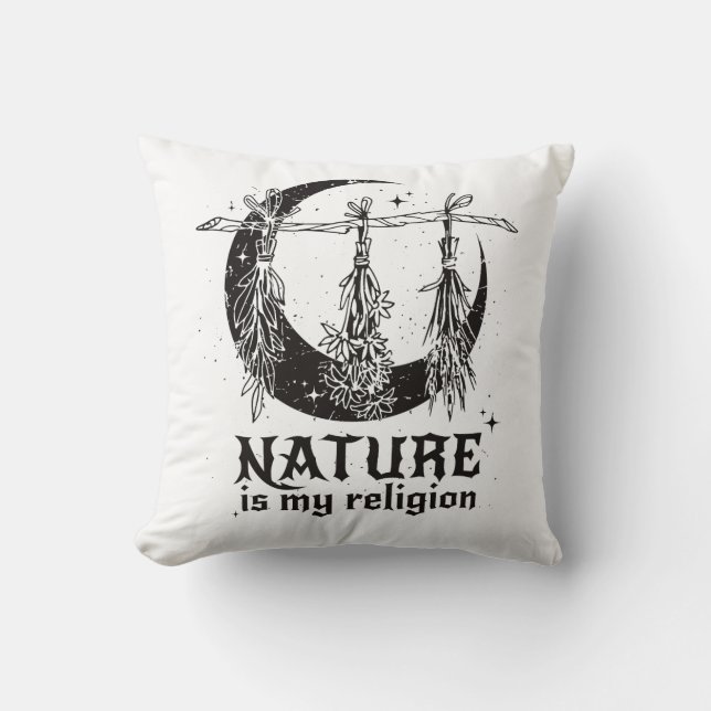 Nature is My Religion Throw Pillow (Front)