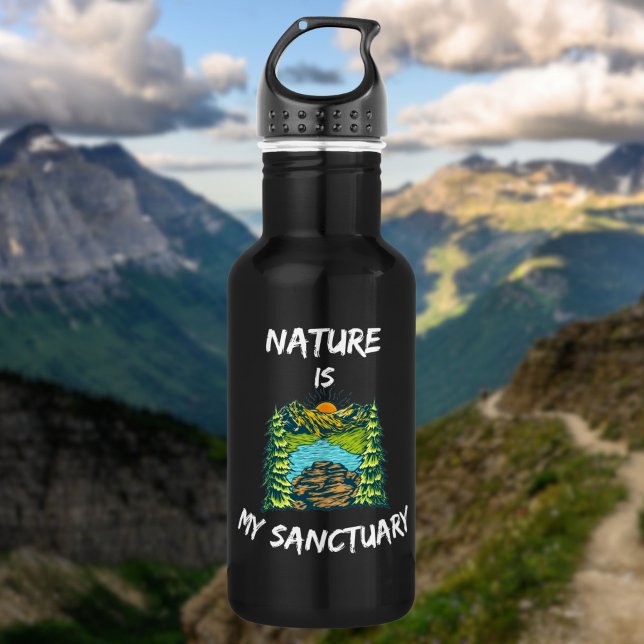 Nature Is My Sanctuary | Inspirational Hiker’s  Stainless Steel Water Bottle (Creator Uploaded)