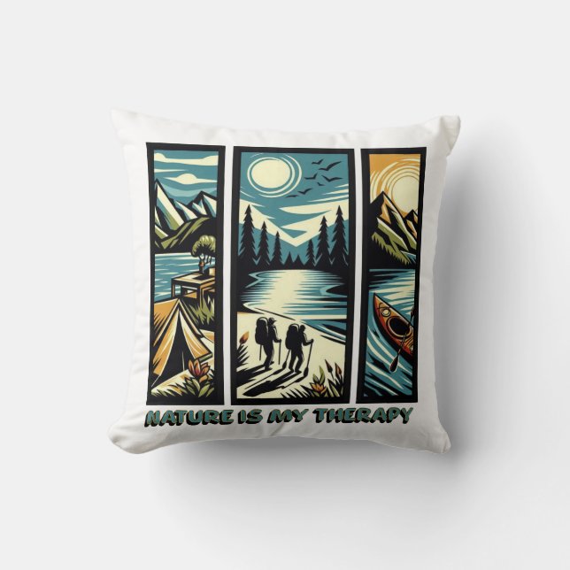 Nature Is My Therapy Throw Pillow (Front)