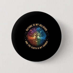 Nature is religion the earth is church mandala tre button