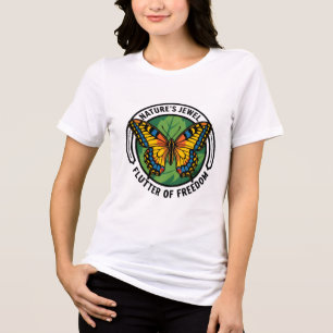 Nature Jewel Flutter Of Freedom Butterfly Tri-Blend Shirt