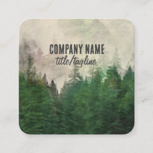  nature landscape art  mountain evergreen forest   square business card
