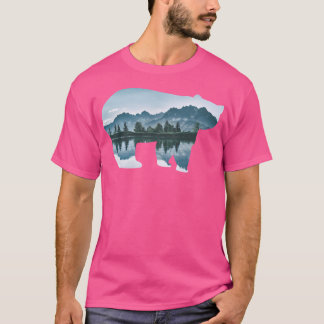 Nature Landscape Bear Baseball Sleeve T-Shirt