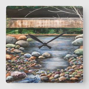 Nature Landscape Brook scene Square Wall Clock