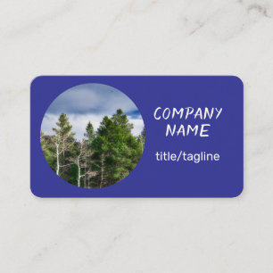 nature landscape evergreen trees on light gray business card