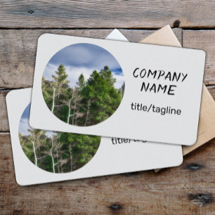  nature landscape evergreen trees on light  gray  business card