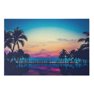 Nature Landscape Pool Palm Trees-25925 Faux Canvas Print