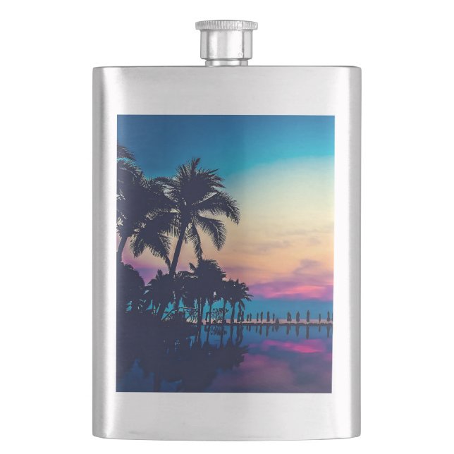 Nature Landscape Pool Palm Trees-25925 Flask (Front)