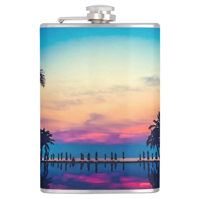 Nature Landscape Pool Palm Trees-25925 Flask (Front)