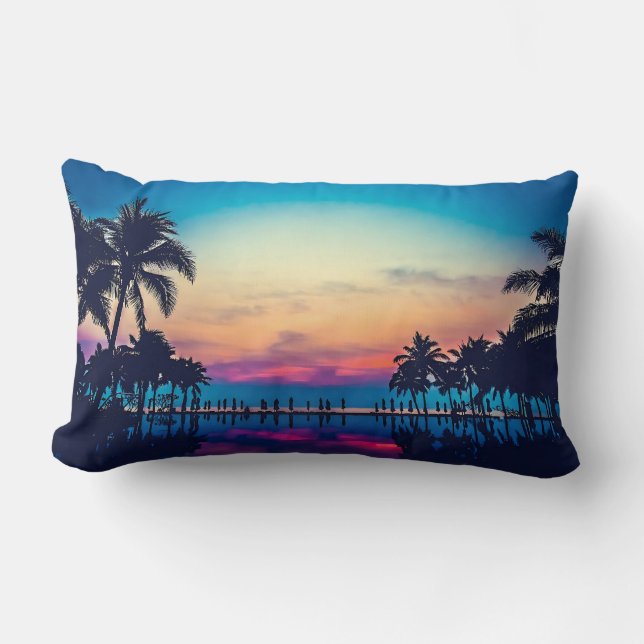 Nature Landscape Pool Palm Trees-25925 Lumbar Pillow (Front)