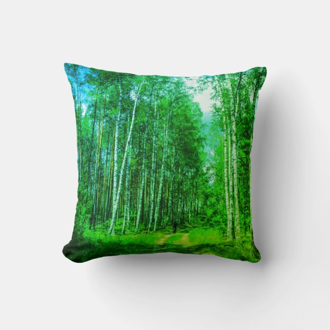 Nature Landscape Scenery Forest Birch Belarus Throw Pillow (Front)