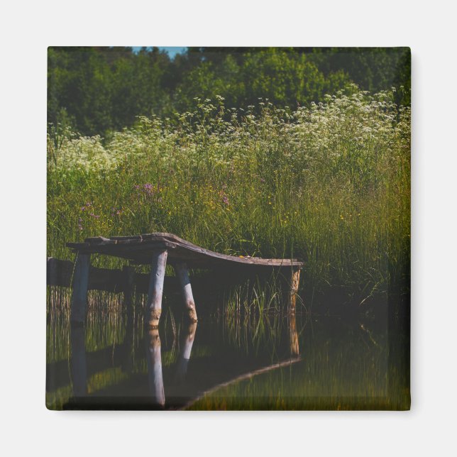 Nature Landscape Scenery Old Pond Pier Magnet (Front)