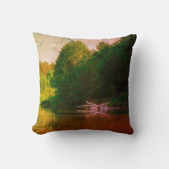 Nature Landscape Scenery Swans Flying Throw Pillow (Front)