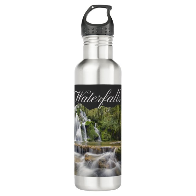  Nature Landscape Waterfalls Stainless Steel Water Bottle (Front)