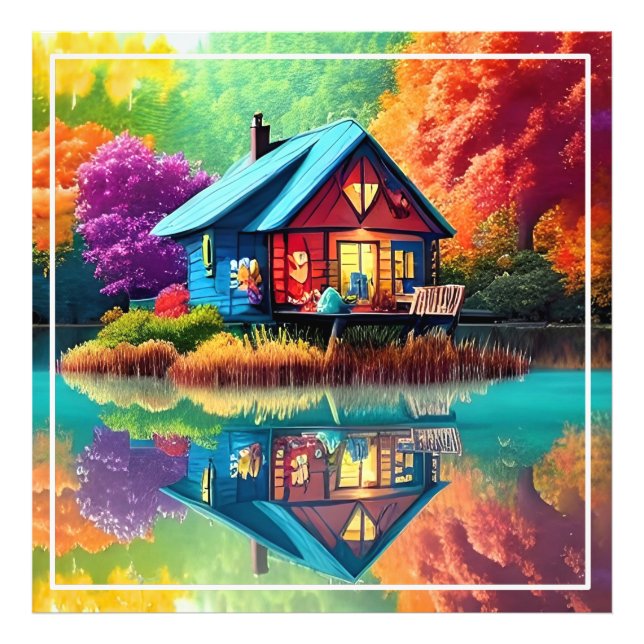 Nature Landscape with Lake, Cottage-38566 Photo Print (Front)