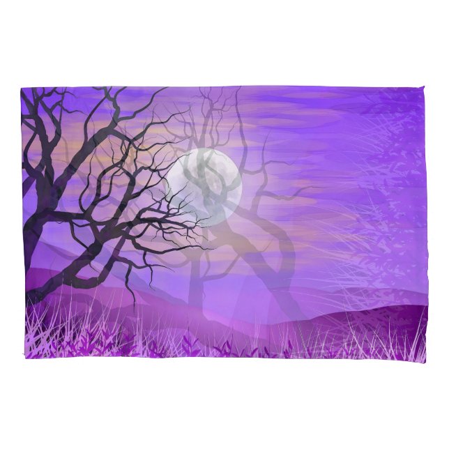 Nature Landscape with Purple Background Pillow Case (Front)