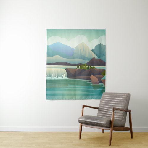  Nature landscape with waterfall Tapestry