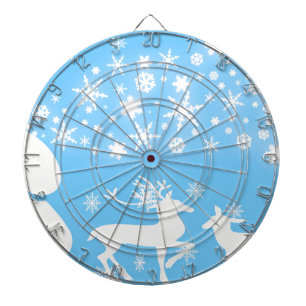 Nature Landscapes Seasons Winter Snowflake Deer Dart Board