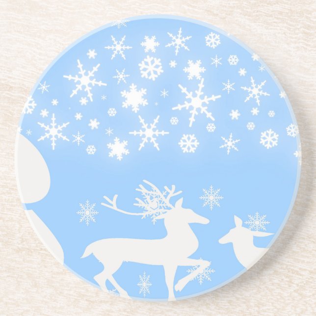 Nature  Landscapes  Seasons Winter Snowflake Deer Drink Coaster (Front)