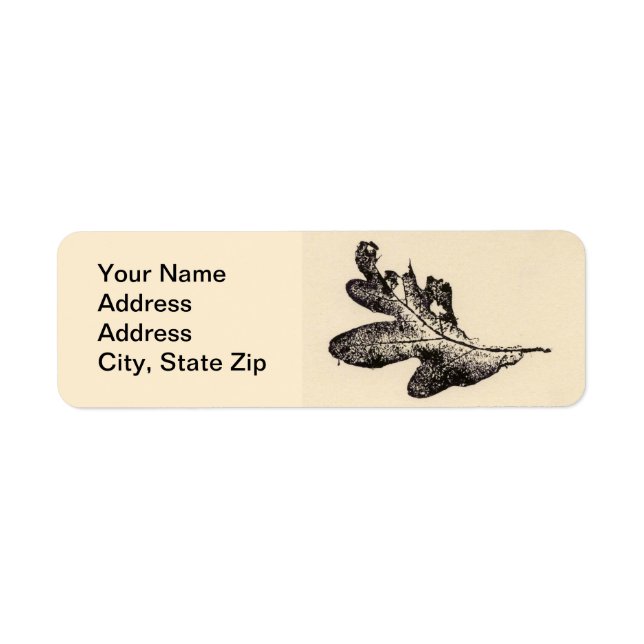 Nature Leaf Print, black oak leaf' autumn Label (Front)