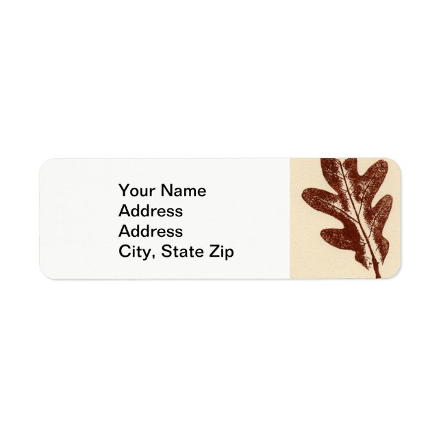 Nature Leaf Print, brown oak leaf' autumn Label (Front)