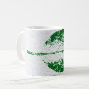 Nature Leaf Print green on white spring apple. Coffee Mug