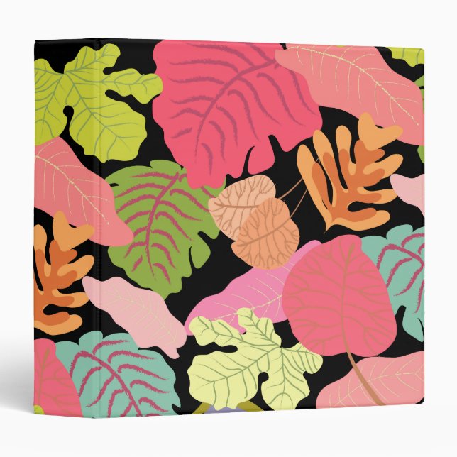 Nature Leaves Bright Tropical Pattern Binder (Front/Spine)