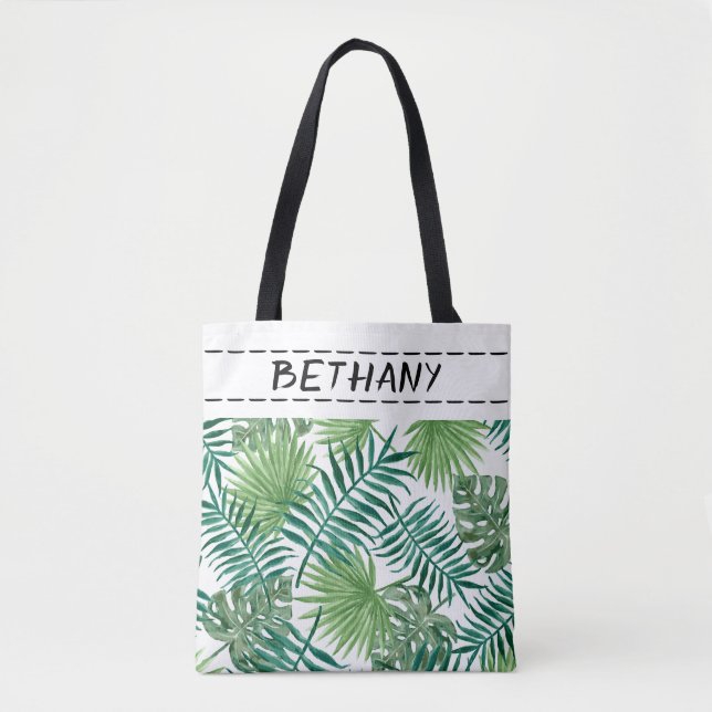 nature leaves  custom personalized green tote (Front)